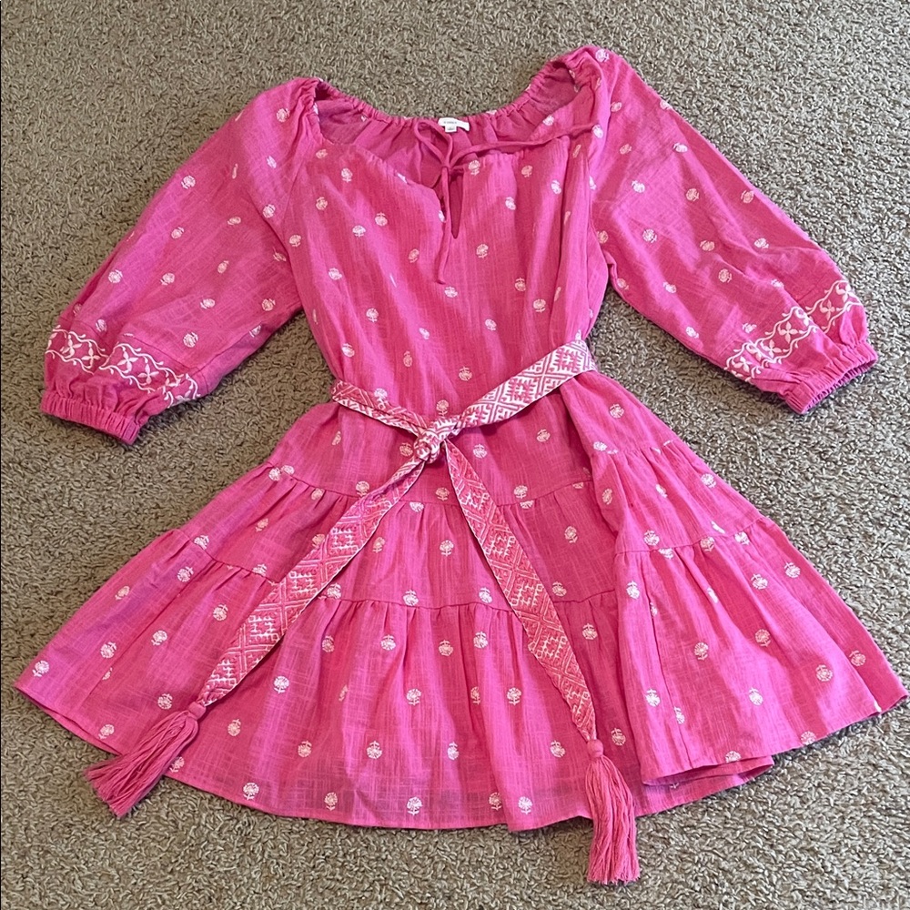 Pink Embroidered Women's Mini Dress